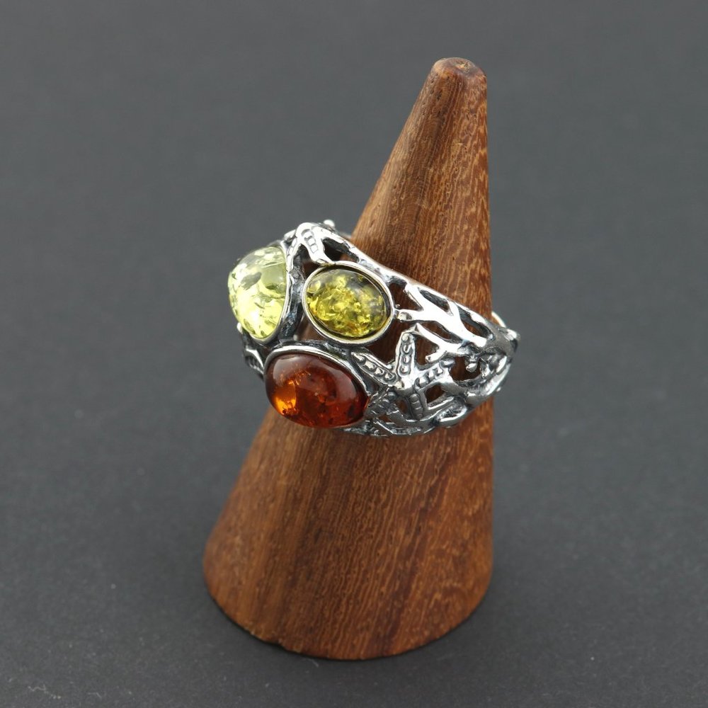 Sterling silver ring with natural Baltic amber, gemstone ring, genuine amber - Picture 16 of 16
